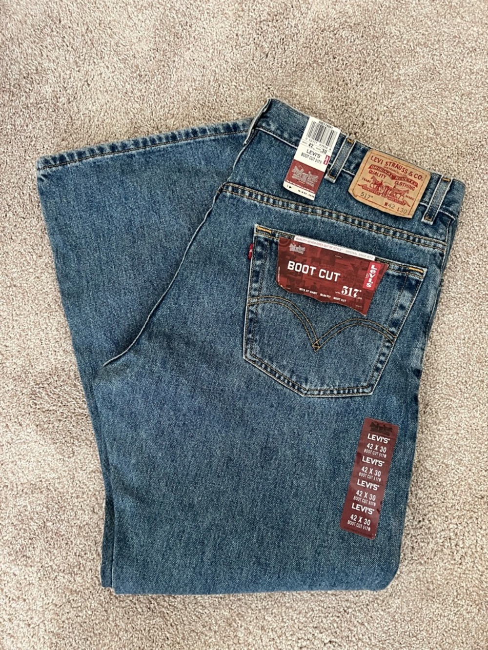 NEW Levi's 517 Bootcut Jeans Mens 42 x 30 Western Cowboy